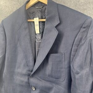 Banana Republic 100% Linen Blazer Mens 44 Regular Navy Blue NWT